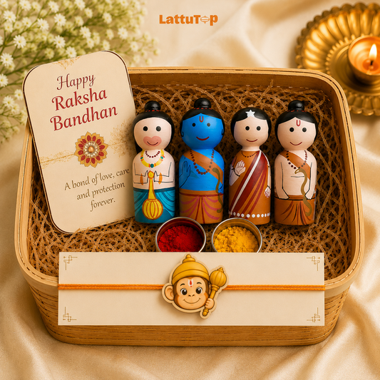 Rakshabandhan Special: Ramayana Wooden Peg Dolls with Rakhi Set