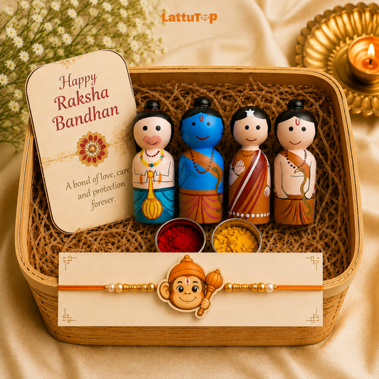 Rakshabandhan Special: Ramayana Wooden Peg Dolls with Rakhi Set
