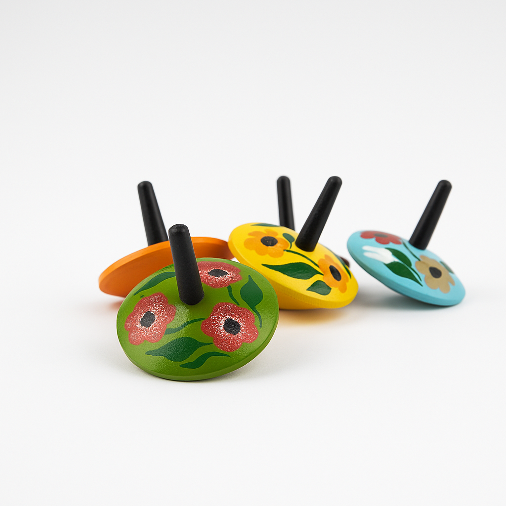 Wooden Hand Spinning Lattu Toy Multicolour - Pack of 5 (3-9 years)
