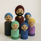 Happy Singh & Co. – Handcrafted Wooden Dolls Set | Traditional Peg Dolls | 6-Piece Decor & Play Set (4”, 3”, 2.5”)